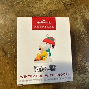 Hallmark Keepsake Winter Fun Snoopy Ornament - Red and White